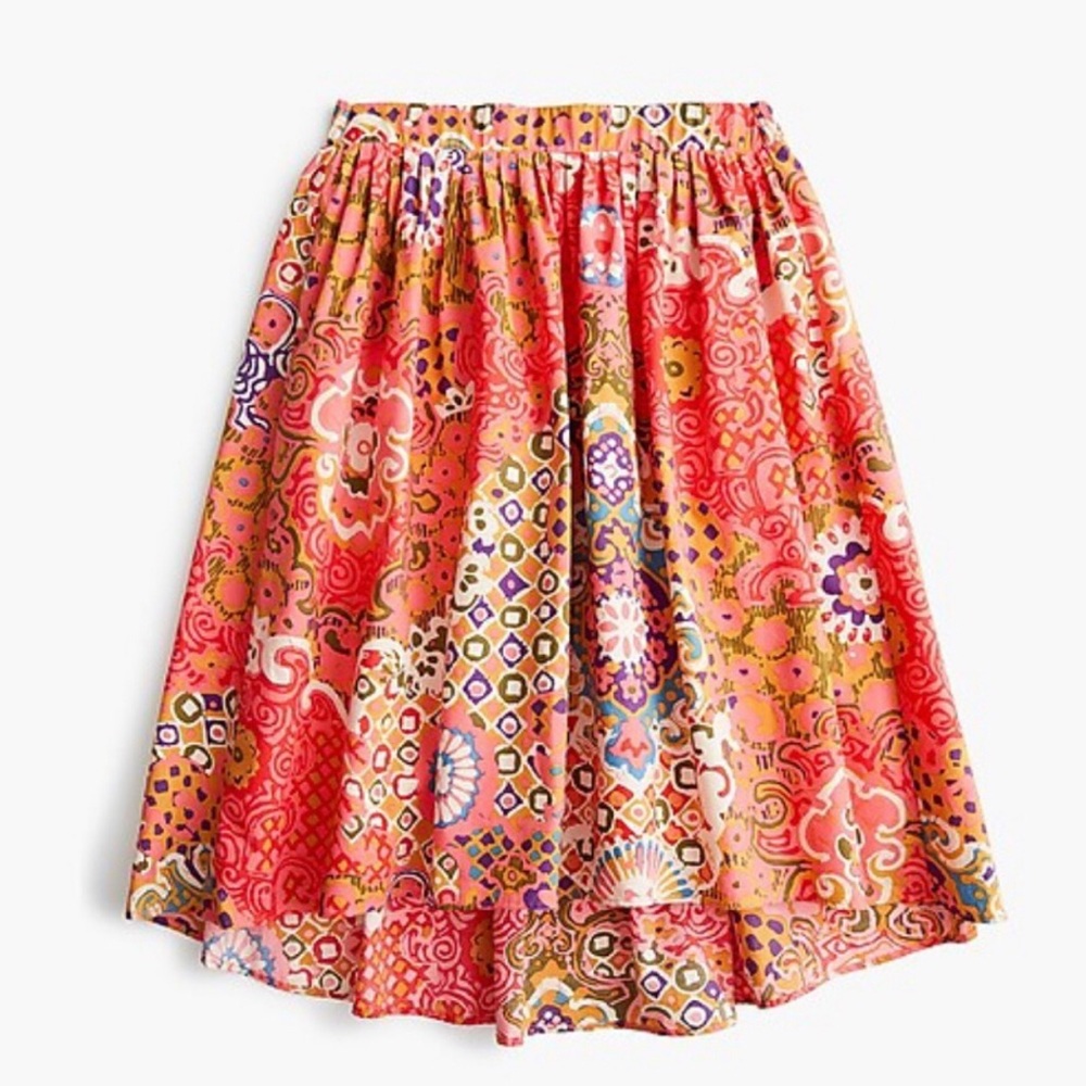 JCrew petite cotton pleat-front skirt paisley NWOT